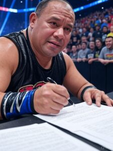 Penta Zero Miedo impacta al firmar papeles de divorcio en un evento de la WWE